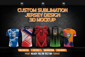 design custom jersey, esports hoodie and sublimation 3d mockup