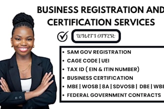 help you with sam gov registration, obtain cage code uei, and get 8a, mbe, wosb