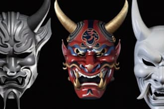 create 3d mask 3d helmet 3d armor 3d head bust sculpture 3d cosplay