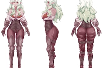 draw anime character sheet for you