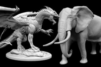 do sculpt 3d animal model, 3d pet, 3d dragon, 3d furry creature for 3d printing