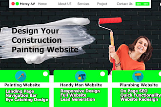 design handyman, painting website, roofing plumbing using wix and wordpress