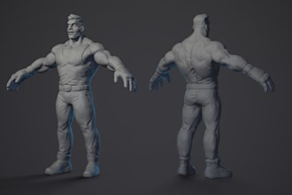 texture sculpt 3d character model for printing, game character,dnd action figure