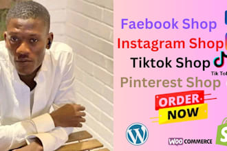 set up facebook, instagram shop, tiktok shop and pinterest shop
