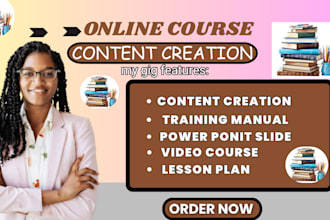 create online course content training manual course creation lesson plan ppt