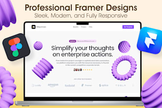 do responsive framer website design, landing page with animation