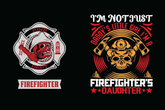 make creative t shirt skull firefighter logo