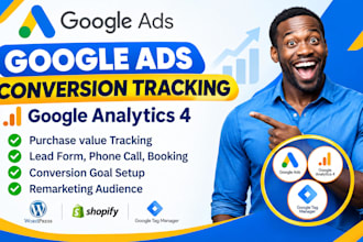 setup or fix google ads conversion tracking, analytics 4,remarketing audiencegtm