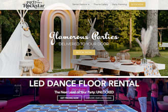 design party rental website, photo booth website, led dance floor rental website