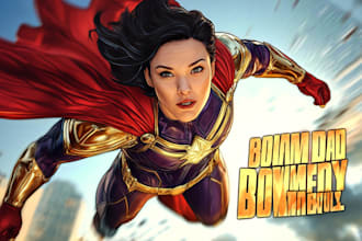 create concept art superhero character design for comics