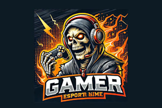 design skull gamer mascot logo with unlimited revisions