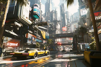 create cyberpunk city style art for any project