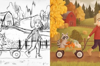 draw children story book illustrations and cover