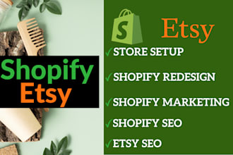 do shopify store design and redesign etsy store setup seo