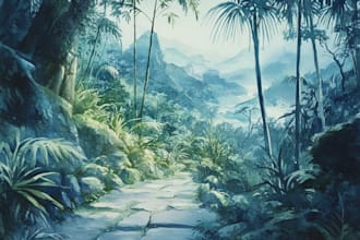 paint realistic landscape watercolor painting illustration