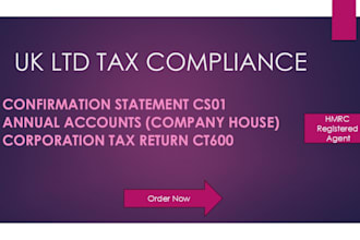 file UK ltd annual accounts, confirmation statement, ct600
