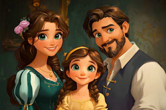 design a professional disney family portrait