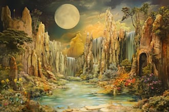 create 2d landscape and fantasy background