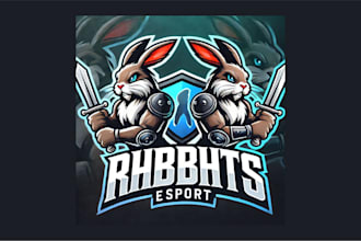 design custom rabbit esport mascot logo free revisions
