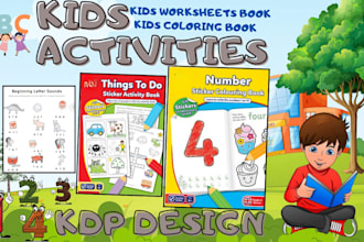 create kids activity book, kids coloring books, KDP design worksheets
