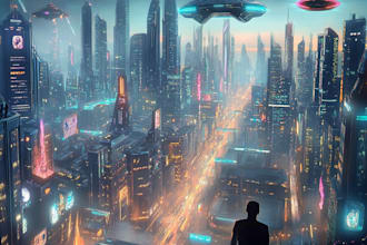do an environment cyberpunk city, fantasy art