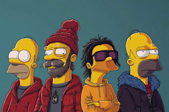 make yellow character style simpson portrait