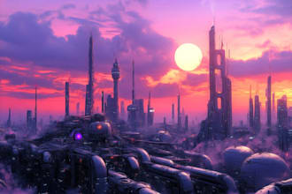 create cyberpunk futuristic city art