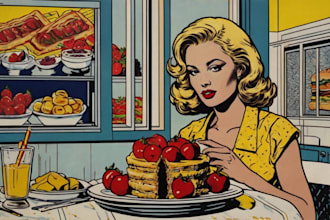 draw food in retro pop art roy lichtenstein style