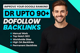 make 100 high authority dr90 contextual SEO dofollow backlinks