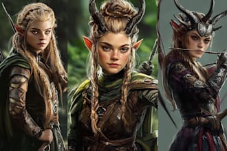 create fantasy character design use d and d, illustration