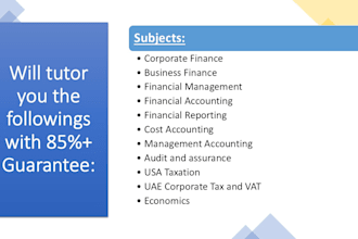 tutor you accounting, finance, audit, tax and economics