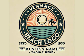 design surfing beach for logo and t shirt