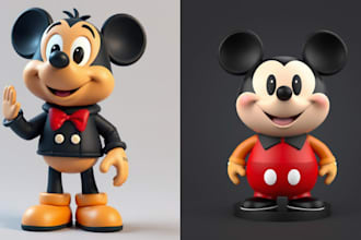 design custom 3d toy, disney cartoon, mascot, pixar, doll, avatar and figurine