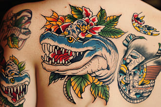 create any design in traditional tattoo or old school style