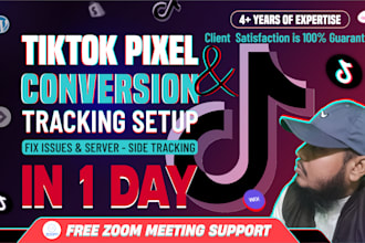 tiktok pixel setup, conversion api, fix issues and server side tracking in 24h