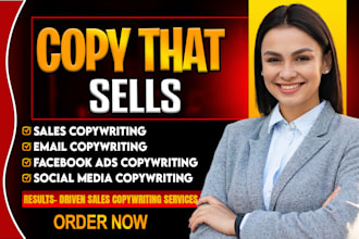 do sales copywriting for emails, facebook ads, and social media