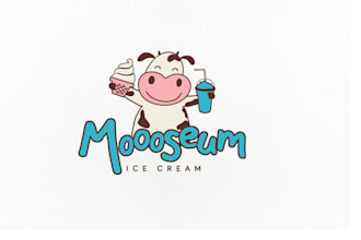 design happy cow ice cream shop logo