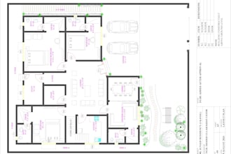 draw 2d architectural blueprint, autocad floor plan, elevation drafting for home