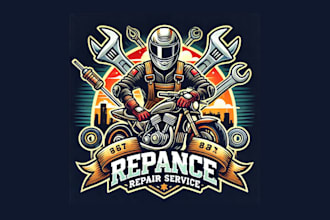 do motorcycle repair service mascot logo for your company