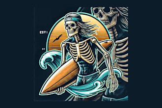 do creative surfer skeleton mascot logo with unique concepts