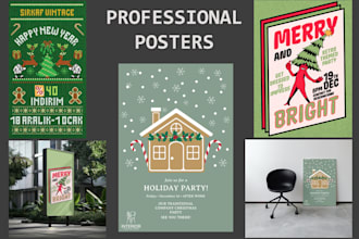 creative poster, event invitations, flyers and menu designs