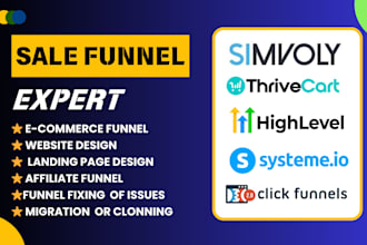 do sales funnel on thrivecart, systeme io, gohighlevel, simvoly, clickfunnels 20