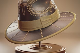 realistic 3d fashion product animation, 3d hat design, 3d product mode