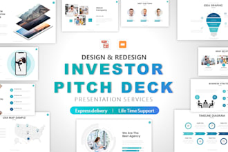 design startup investor pitch deck presentation design or business slide ppt