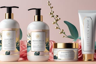 label designs for skincare, haircare, and cosmetics