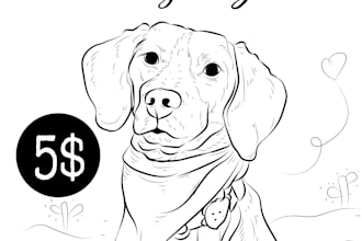 do custom pets portrait vector line art