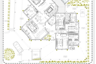 do 2d floor plan, working drawing and furniture layout
