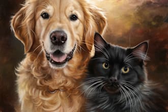 create an oil painting portrait of any pets, including dogs, cats