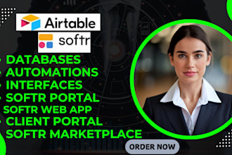 setup airtable database automate and integrate it wit softr client portal design