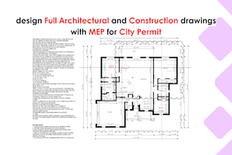 draft full architectural drawings with mep for construction and city permit